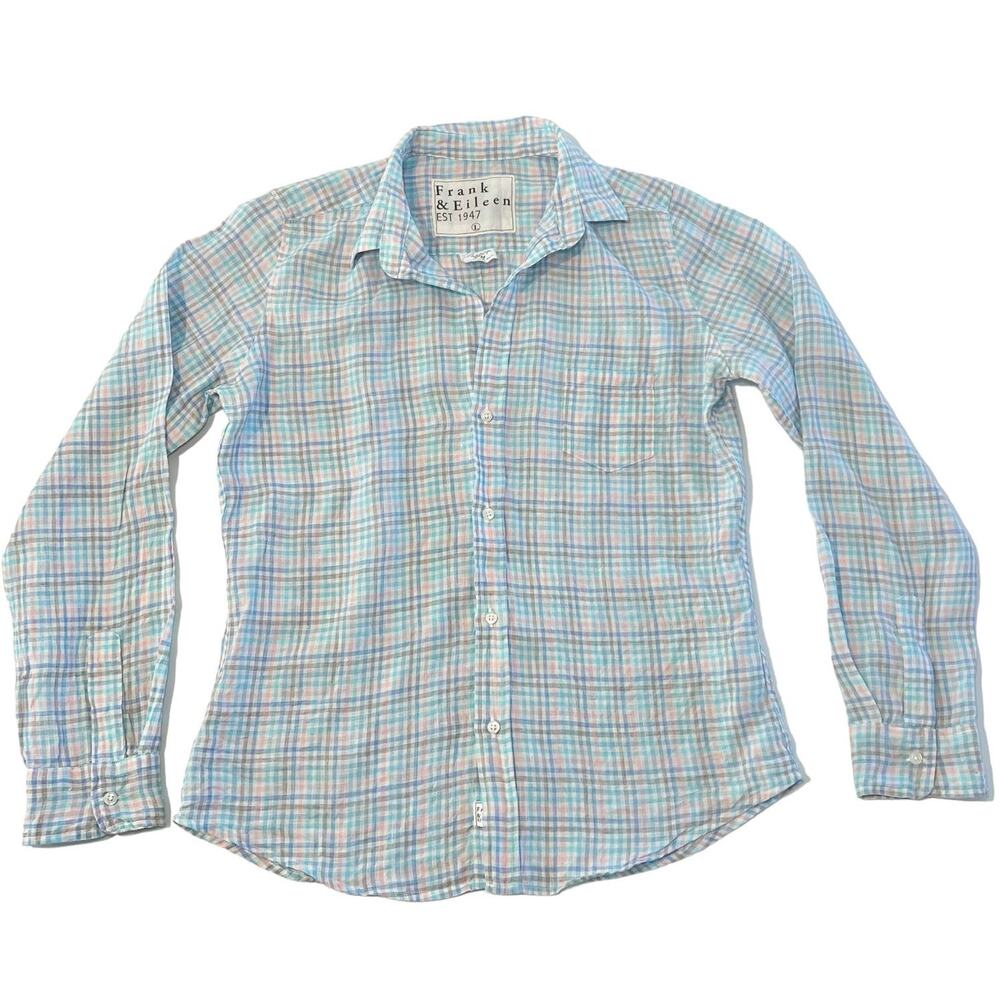 Frank & Eileen | "Barry" women's linen checked button up shirt | size large
